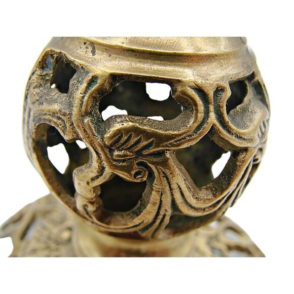 Ornate Small Brass Lamp Base Candlestick Holder Home Accents Vintage Retro 4x6" - Picture 12 of 12